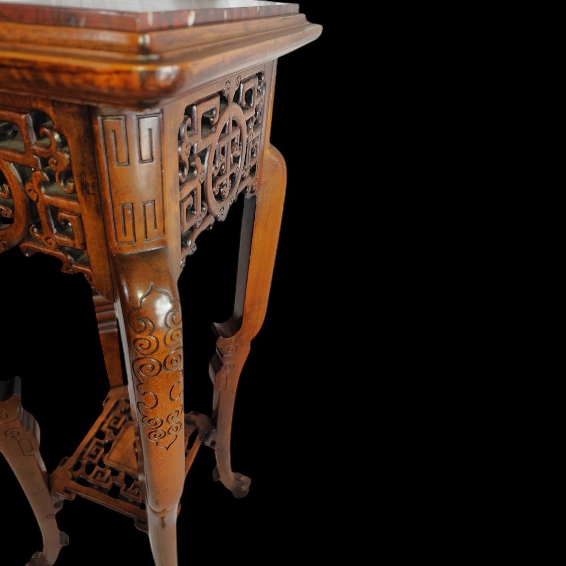 Rare Japanese-style Pedestal / Gueridon In Carved Wood By Gabriel Viardot-photo-7