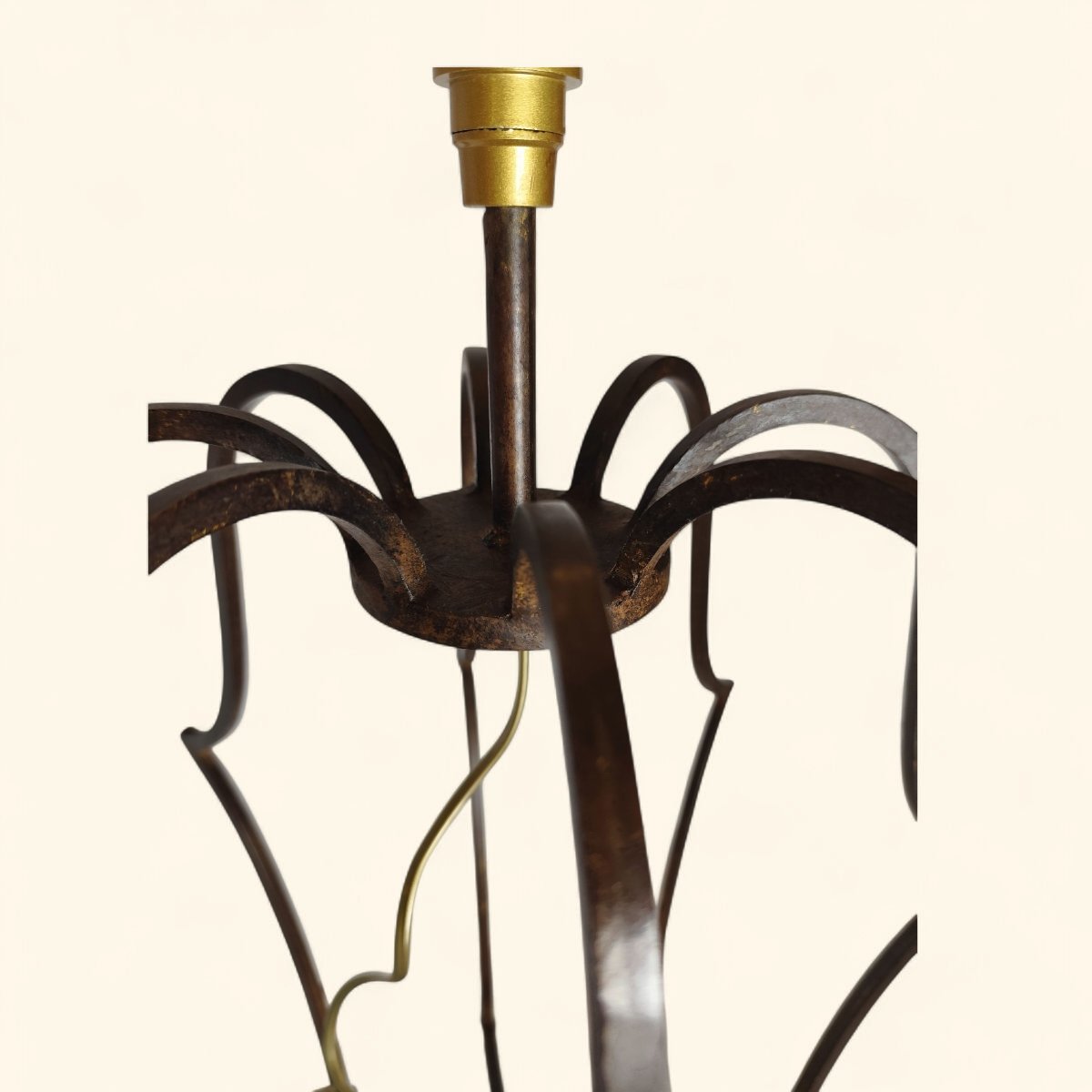 Large Pair Of Patinated Bronze "cage" Lamps - Attributed To / Dlg By Jean Royère-photo-2