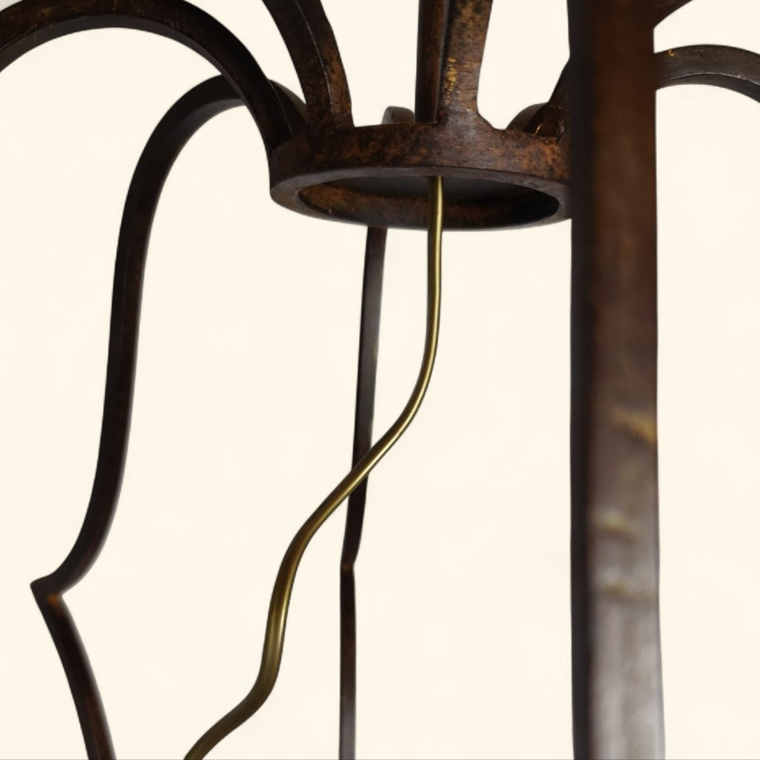 Large Pair Of Patinated Bronze "cage" Lamps - Attributed To / Dlg By Jean Royère-photo-3