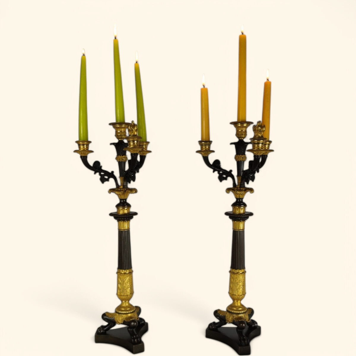 Large Pair Of Gilt Bronze Candlabras - French Restoration Period (1815-1830)