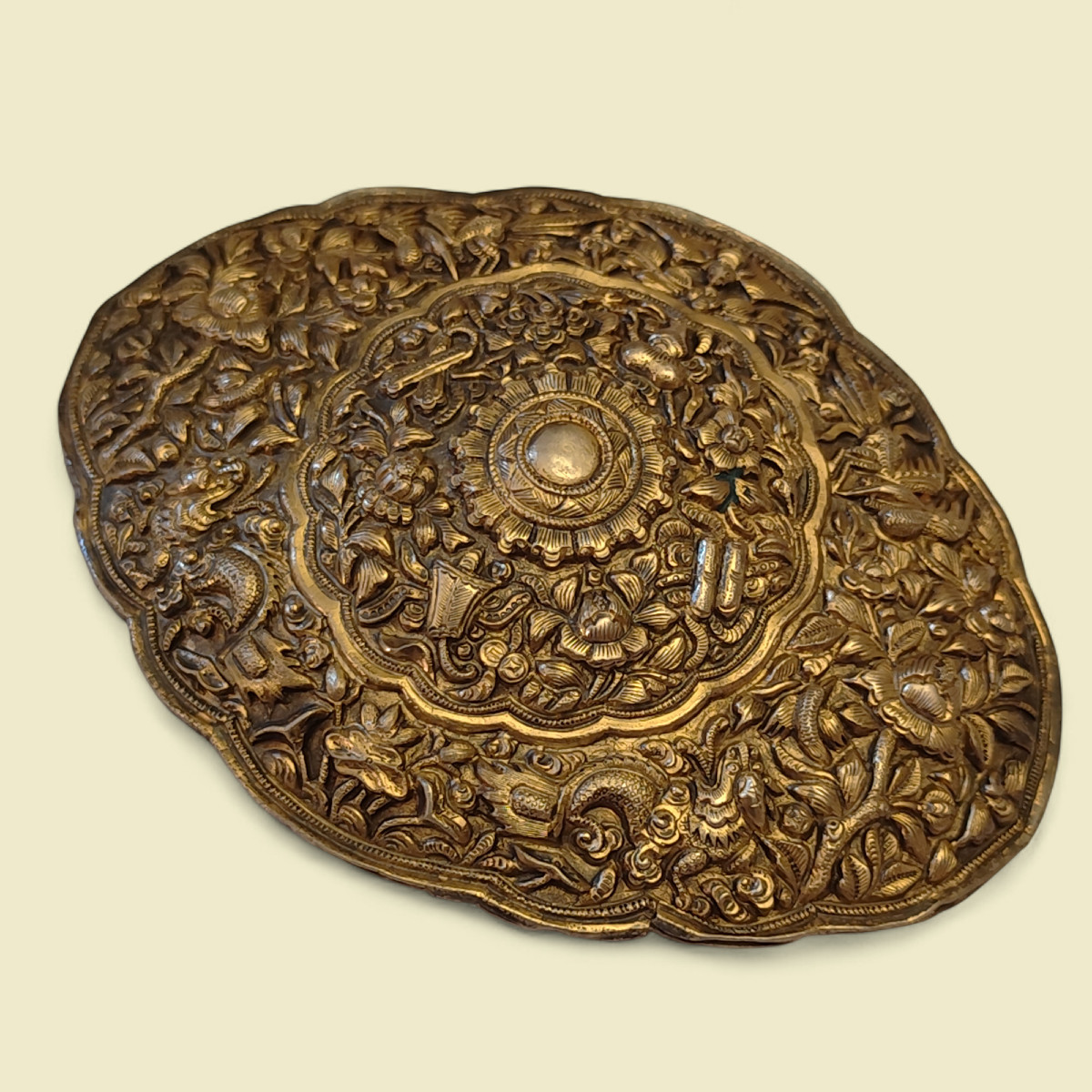 Straits Silver Gilt Belt Buckle (peranakan / Malaysia / Singapore), 1890s.