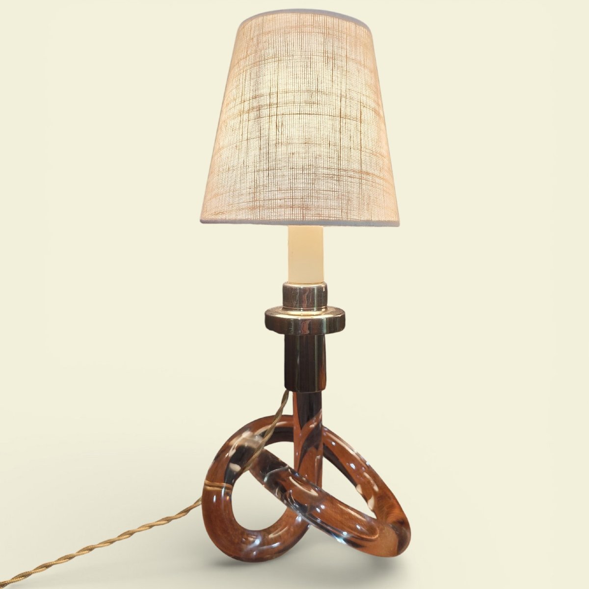 Pair Of "pretzel" Lamps In Lucite And Brass, By Dorothy Thorpe (1901-photo-4