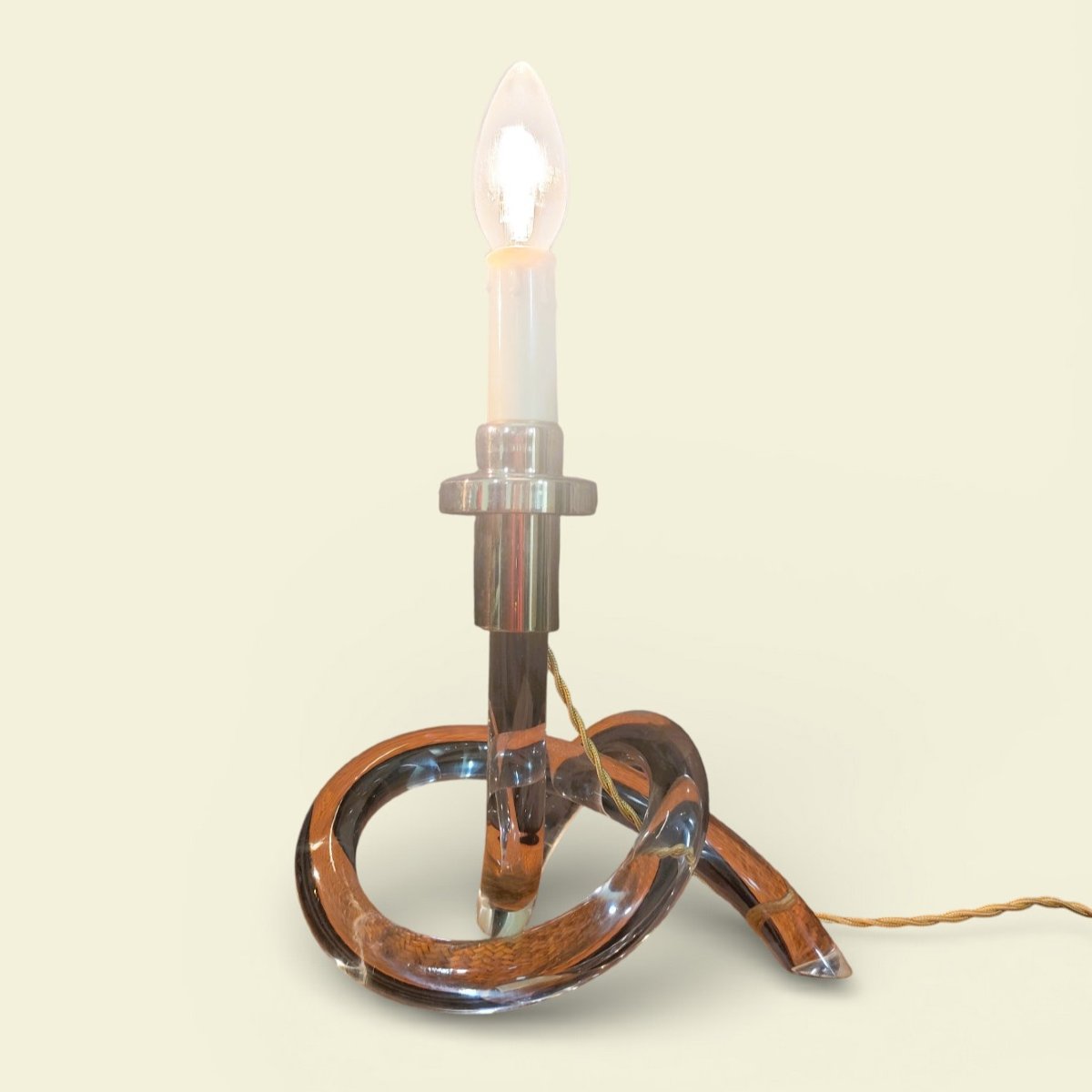 Pair Of "pretzel" Lamps In Lucite And Brass, By Dorothy Thorpe (1901-photo-6