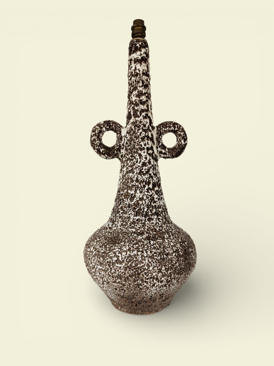 Une très grande lampe de table en « Fatlava », par Marius Giuge, Vallauris, 1960s-photo-3