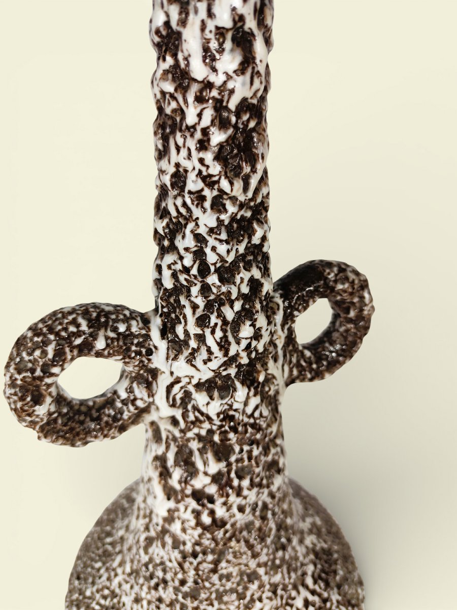 Une très grande lampe de table en « Fatlava », par Marius Giuge, Vallauris, 1960s-photo-4