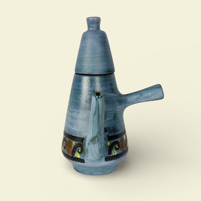 Large Coffee Pot With Matte Blue Glaze, By Jean De Lespinasse, 1950s/1960s-photo-2