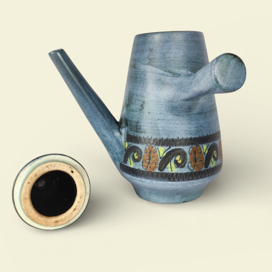 Large Coffee Pot With Matte Blue Glaze, By Jean De Lespinasse, 1950s/1960s-photo-3