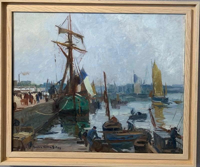 Lucien Victor Delpy (1898-1967) Hst "schooner At The Port Of Concarneau" Brittany 