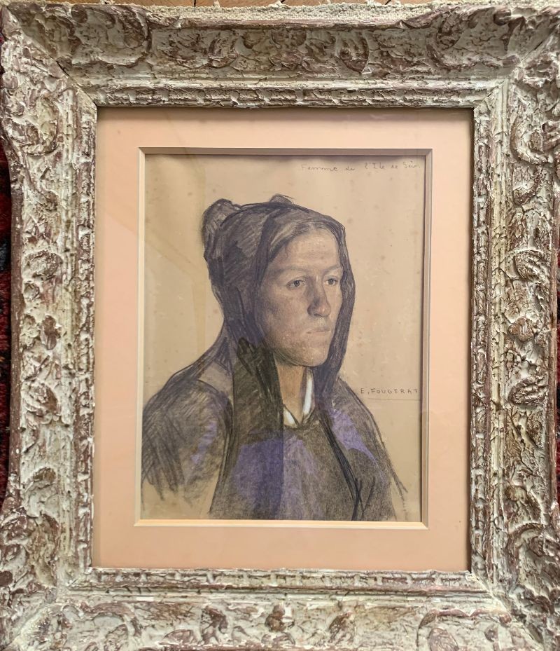 Emmanuel Fougerat (1869-1958) Drawing "woman Of The Isle Of Sein" Brittany