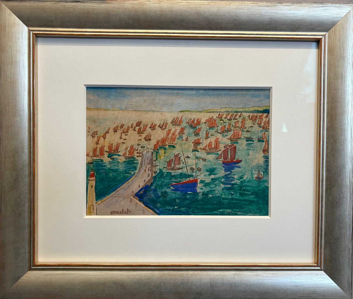 Elisée Maclet (1881-1962) Watercolor "cancale" Brittany -photo-2