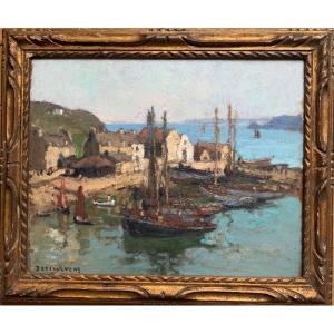 Louis Marie Désiré Lucas (1869-1949) Hsp " Front Portuaire Du Styvel à Camaret " Bretagne