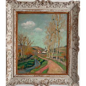 Louis CHARLOT (1878-1951) Huile sur panneau " Le ruisseau" 1907