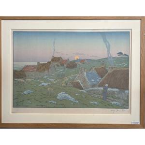 Henri Riviere (1864–1951) Lithograph On China Paper, Numbered, Signed “le Lever De La Lune”