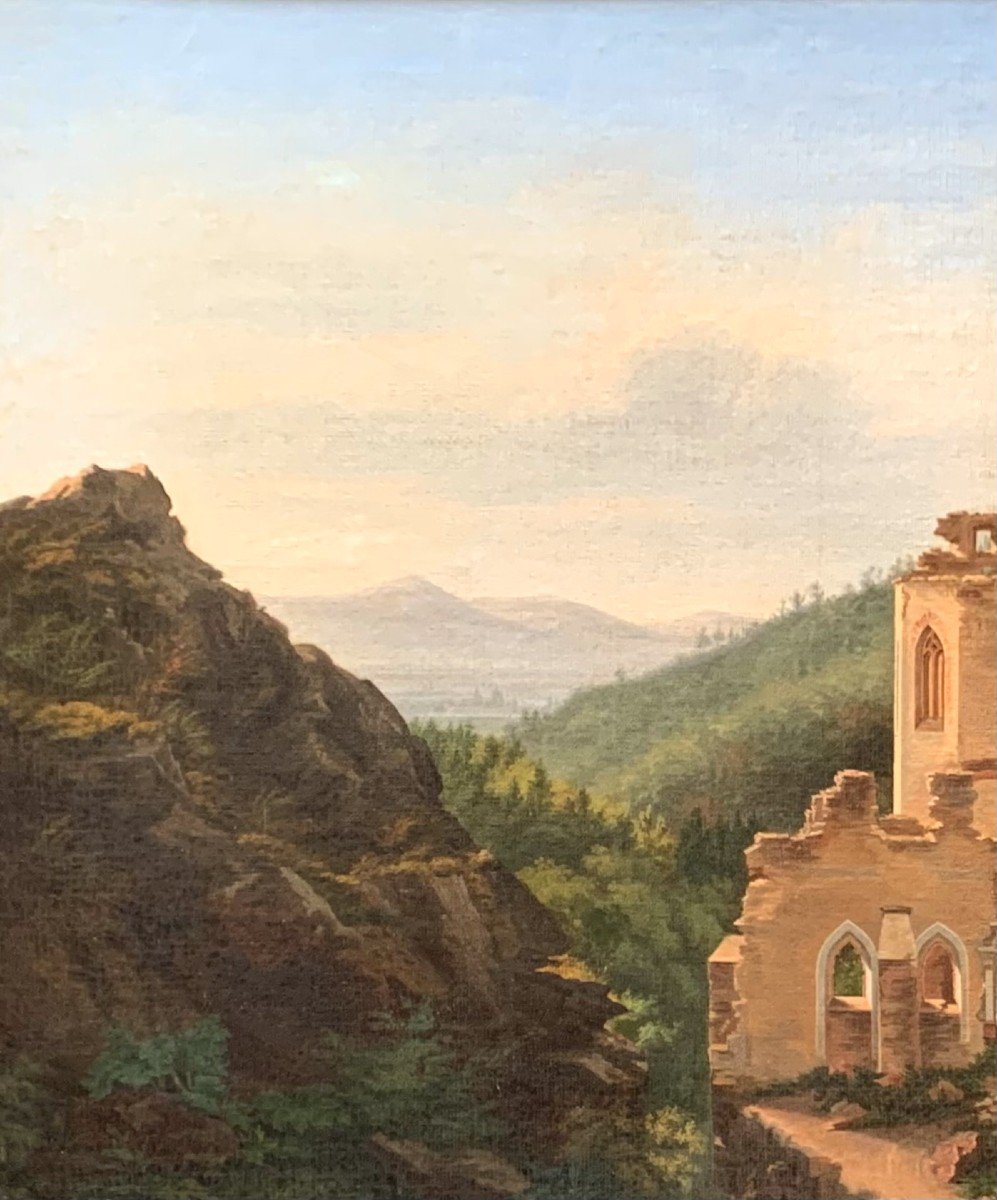 Paysage de montagnes avec ruines - Ecole suisse XVIIIème siècle-photo-2