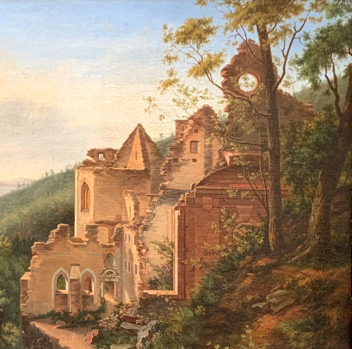 Paysage de montagnes avec ruines - Ecole suisse XVIIIème siècle-photo-3