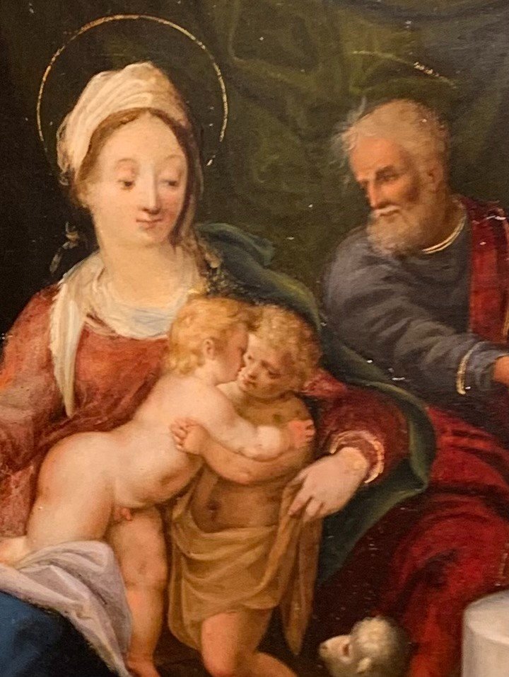 Holy Family - Italian School XVIIth Century-photo-3