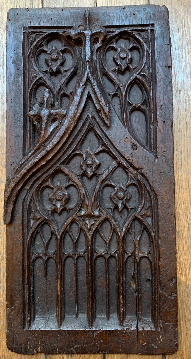 Flamboyant Gothic Panel With 15th Century Fenestration