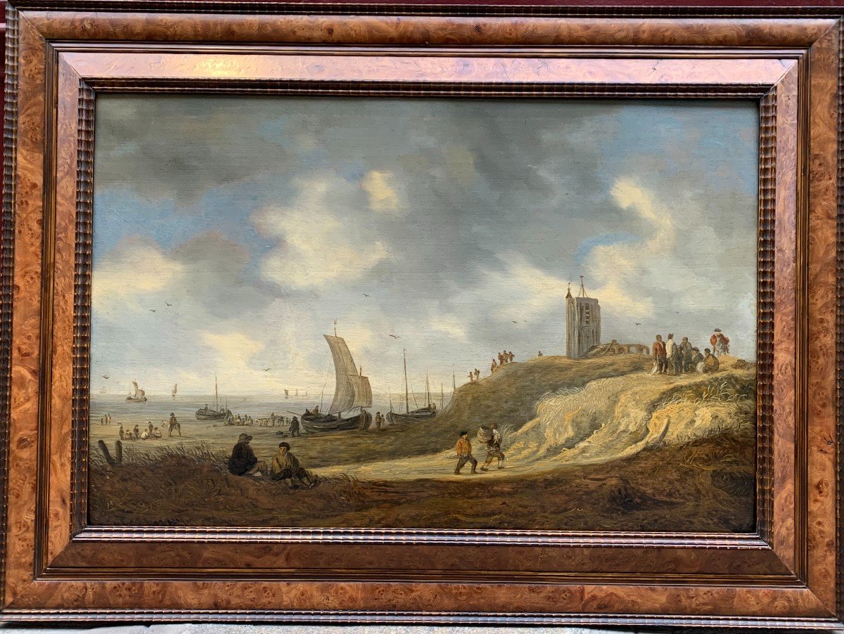 Animated Scene By The North Sea - Dutch School First Half Of The 17th Century-photo-2