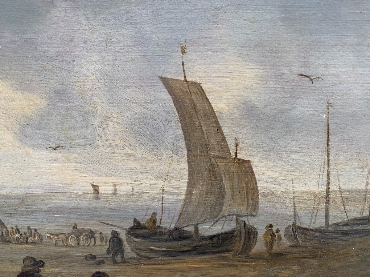 Animated Scene By The North Sea - Dutch School First Half Of The 17th Century-photo-4