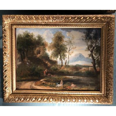 Animated Landscape Attributed To Lj Sarrazin De Belmont Circa 1830