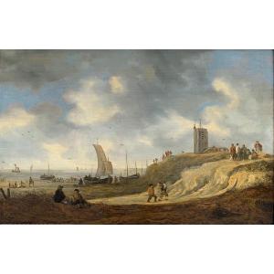 Animated Scene By The North Sea - Dutch School First Half Of The 17th Century