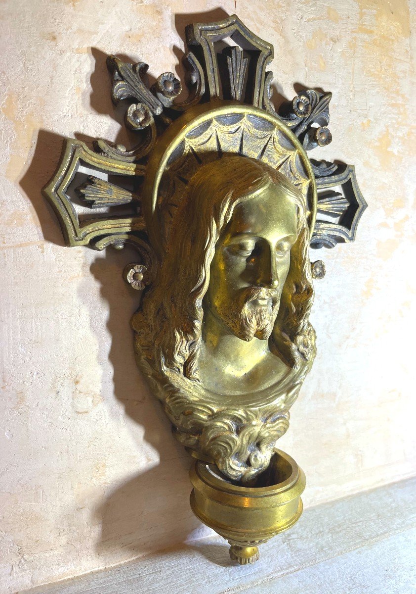 19th Century Bronze Holy Water Font-photo-2
