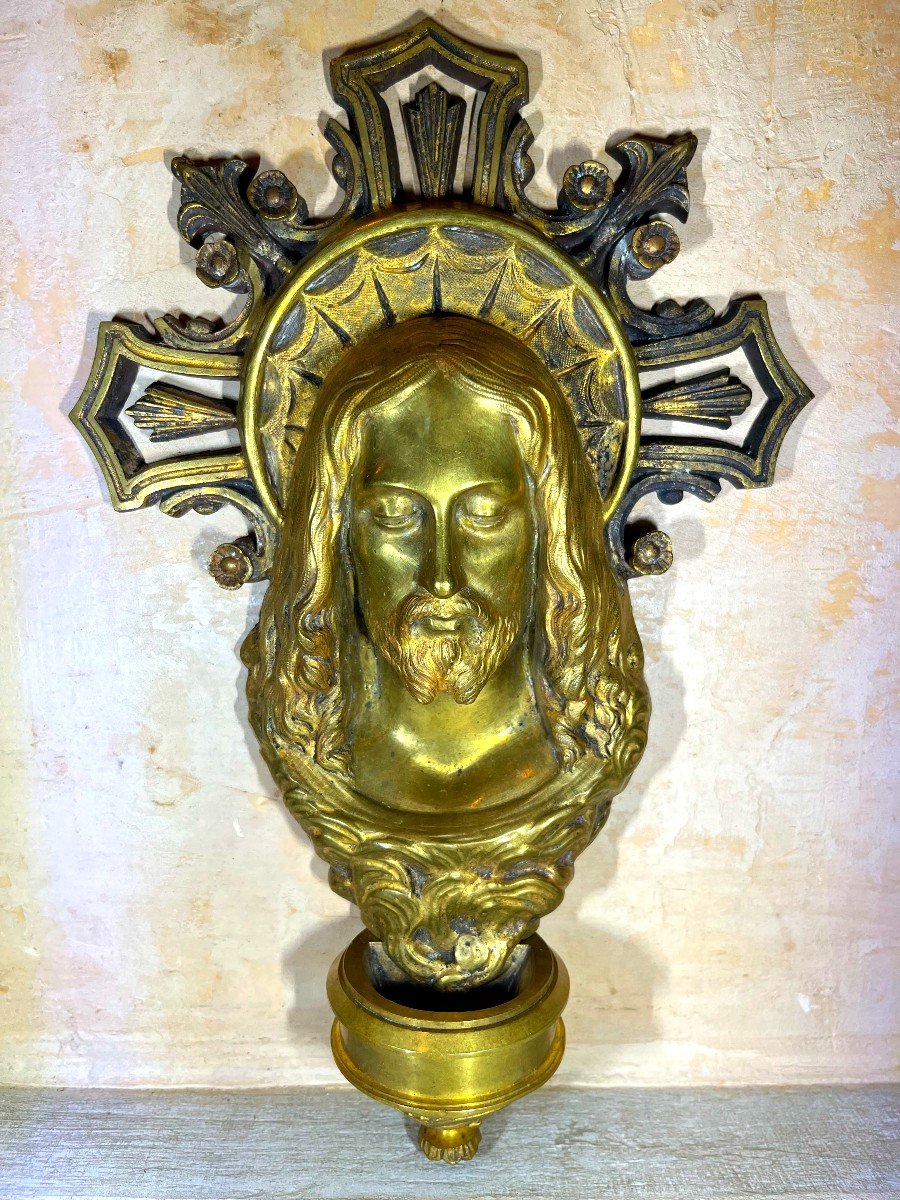 19th Century Bronze Holy Water Font