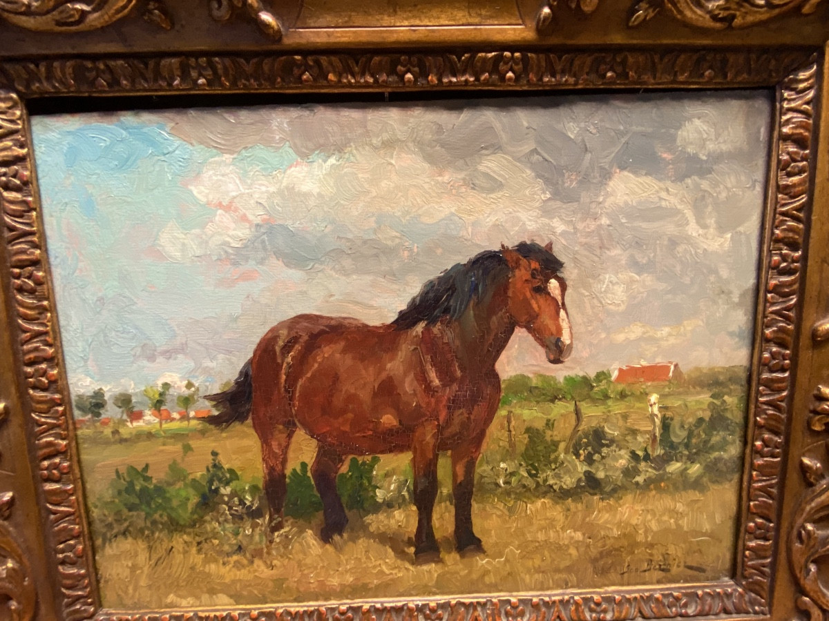 Oil Painting Of A Horse In A Meadow .signed-photo-4