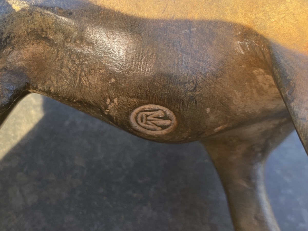 Bronze Animal Signed Pierre Chenet Representing A French Bulldog, 20th Century.-photo-3