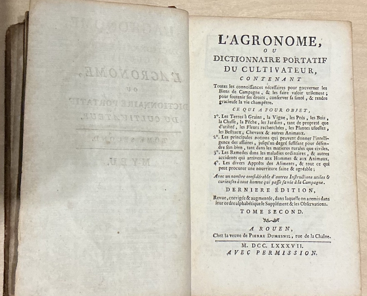 Pair Of 18th-century Books: L’agronome, Or Portable Dictionary For The Cultivator.