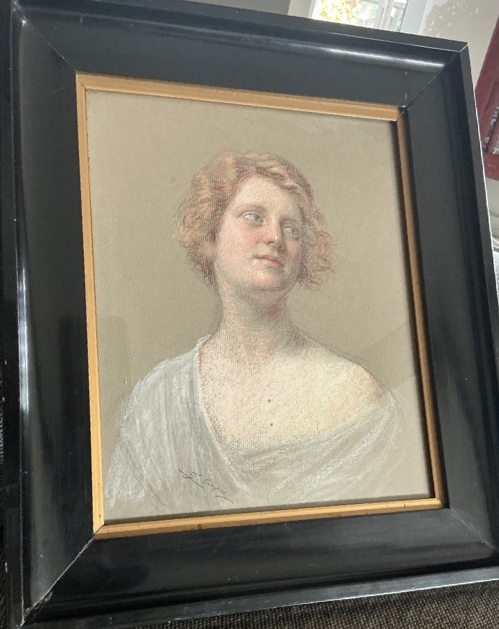 Léon Gérard Crépy (1872-1944) – Portrait de jeune femme – Pastel vers 1900-photo-3