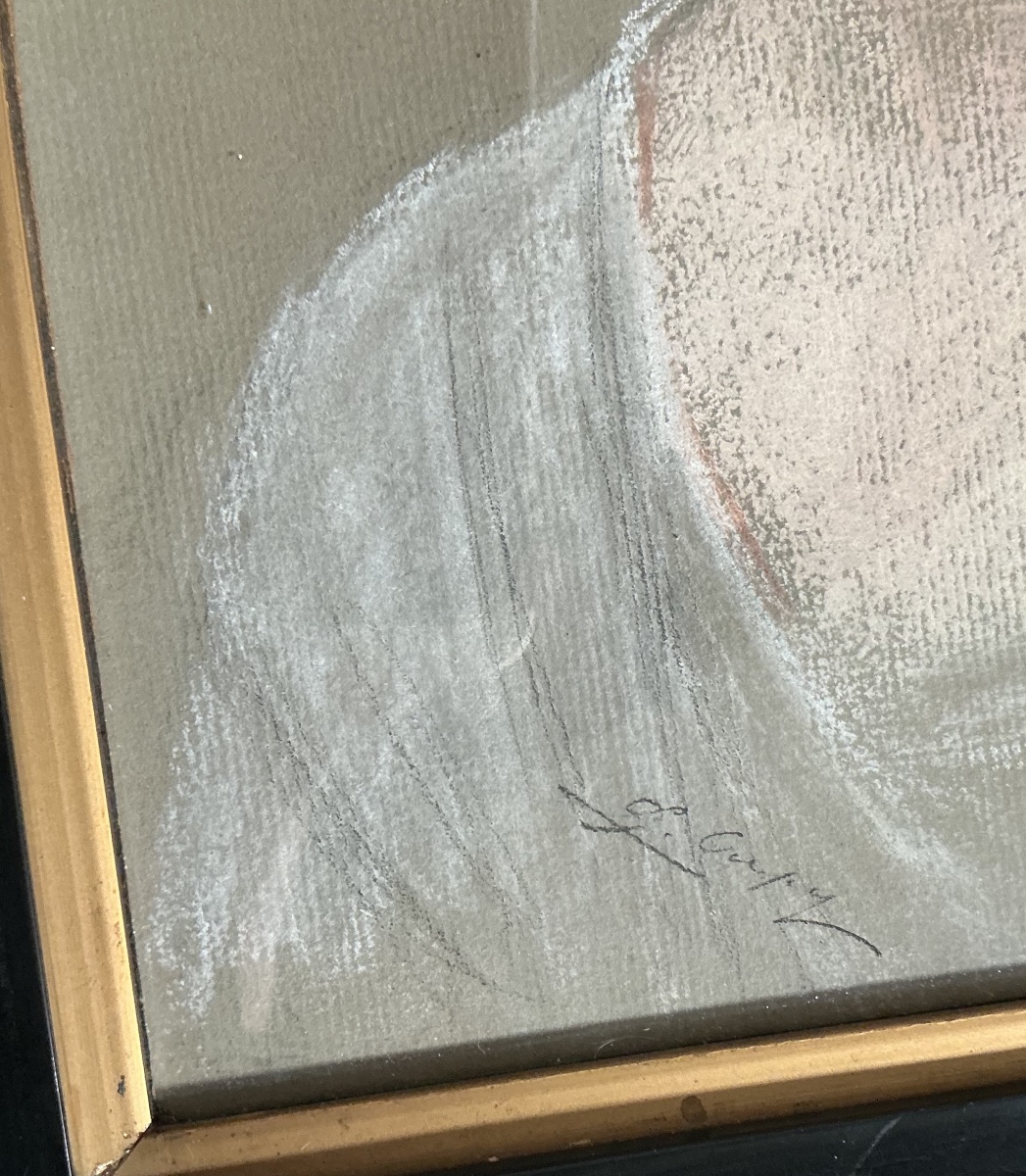 Léon Gérard Crépy (1872-1944) – Portrait de jeune femme – Pastel vers 1900-photo-4