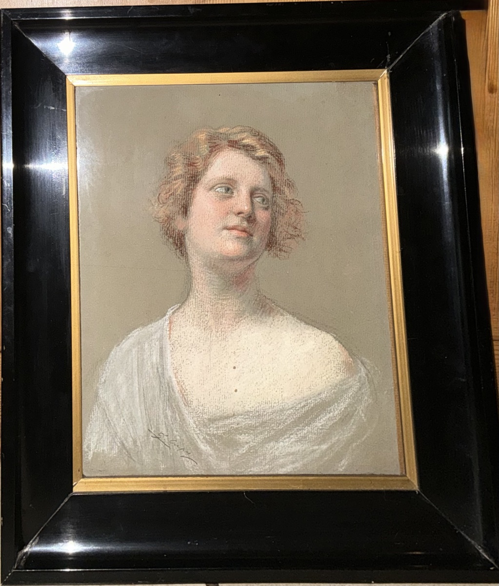 Léon Gérard Crépy (1872-1944) – Portrait de jeune femme – Pastel vers 1900