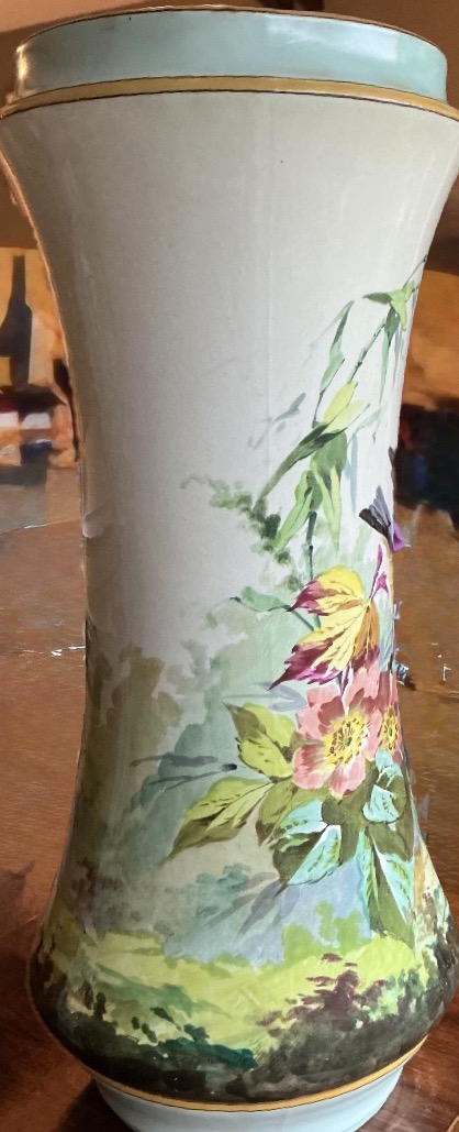 Large Sarreguemines Fine Earthenware Vase With Bird And Floral Decoration — Late 19th Century.-photo-4