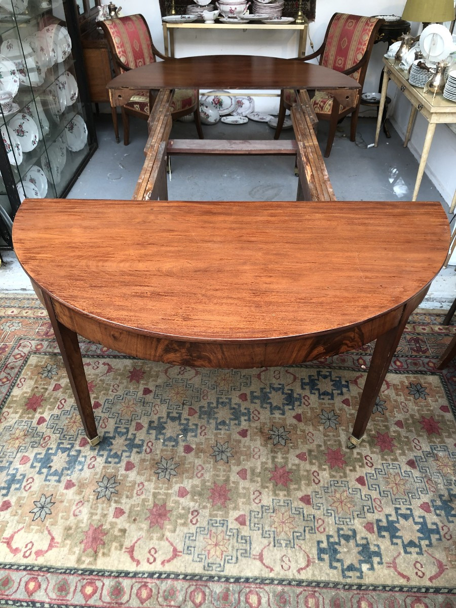 Large Round Mahogany Table Directoire Period End Of The 18th Century -photo-2