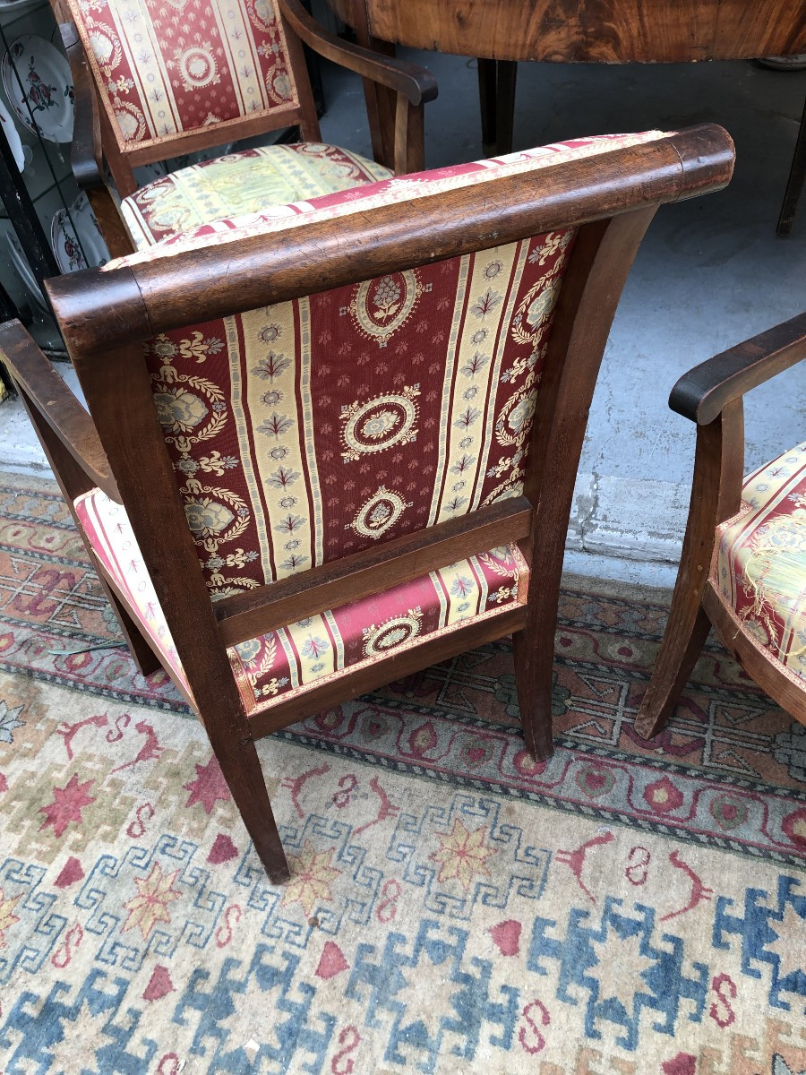 SUITE DE 6 FAUTEUILS  EN  ACAJOU  EPOQUE EMPIRE DEBUT DU XIX EME SIECLE -photo-4