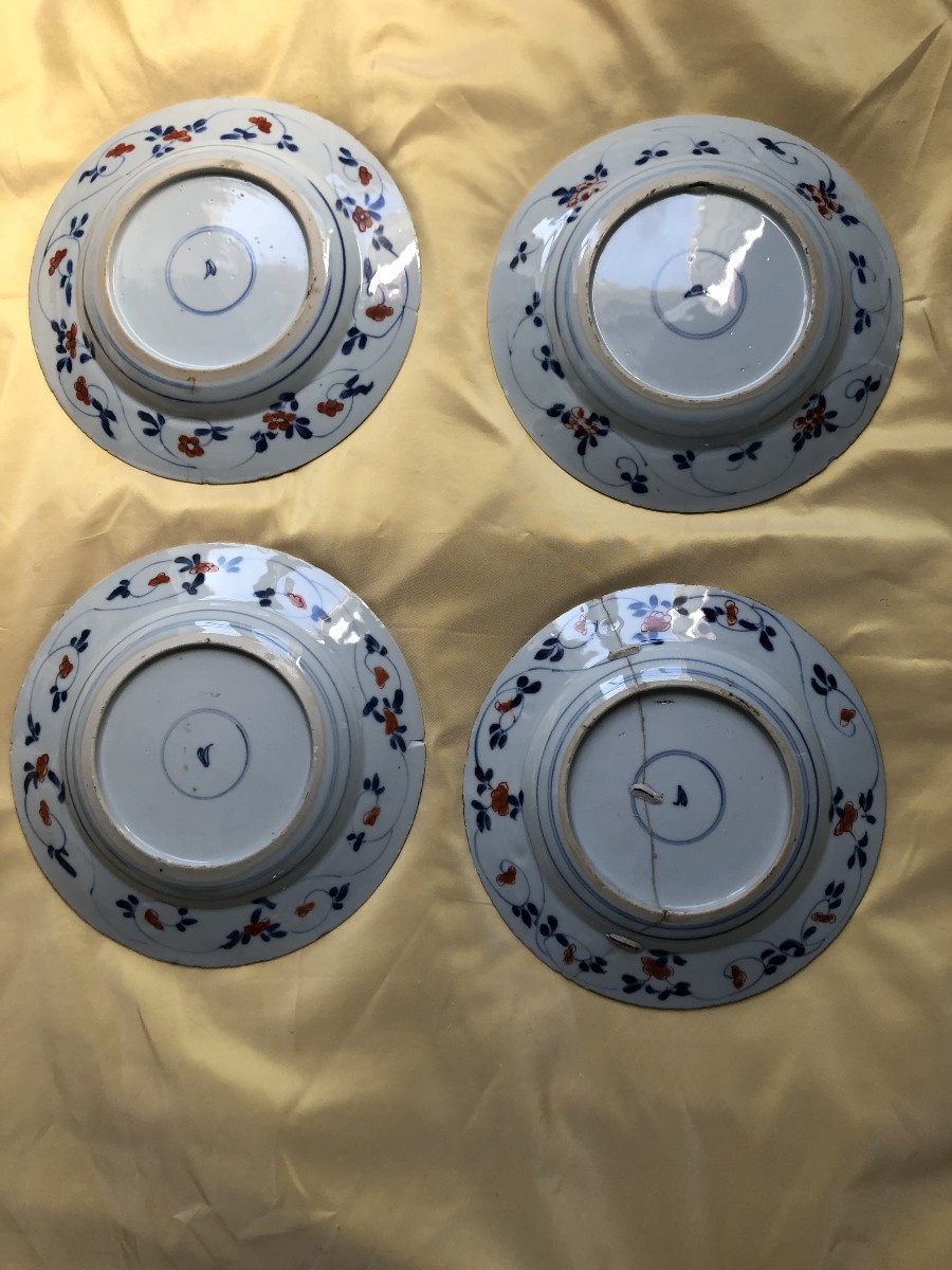 Set Of 4 Plates, Compagnie Des Indes China, Imari, 18th Century -photo-4