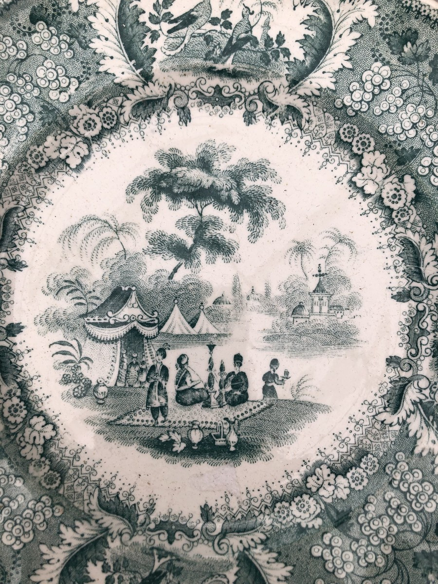 ENSEMBLE DE 12 ASSIETTES A DESSERT  FAIENCE FINE DE BORDEAUX DAVID JHONSTON XIX EME SIECLE -photo-2