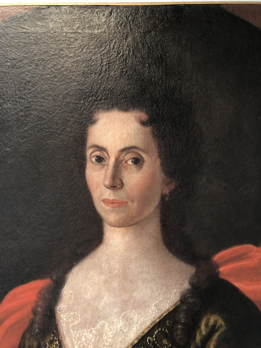 Oil On Canvas Portrait Of Marie Clavel Date 1710 Early 18th Century-photo-2