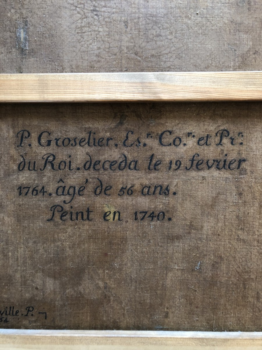 Oil On Canvas Portrait P Groselier Date 1740 Painted By Souville XVIII Eme Century -photo-5