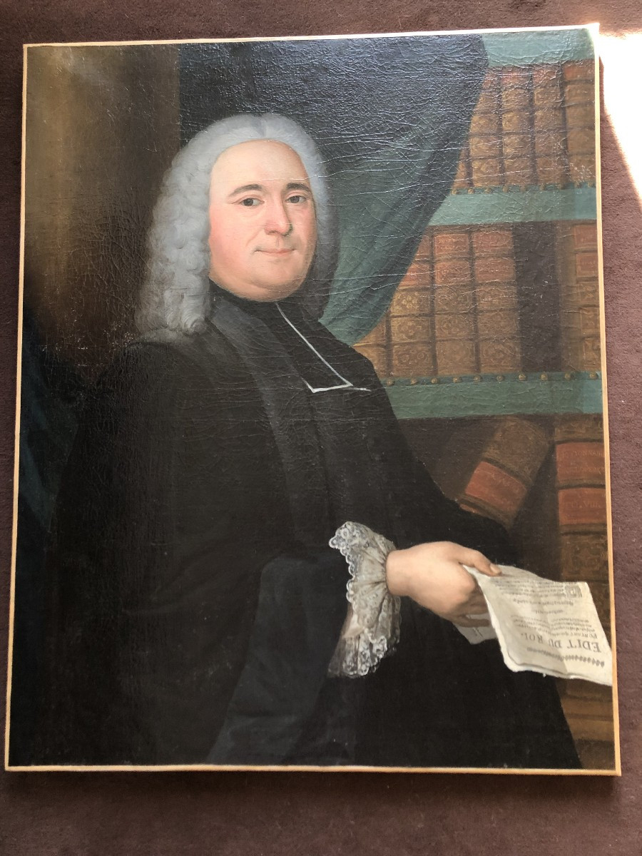Oil On Canvas Portrait P Groselier Date 1740 Painted By Souville XVIII Eme Century 