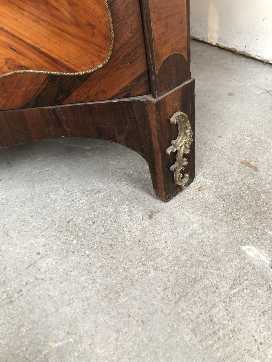 Louis XV Style Bookcase / Display Cabinet In Marquetry And Gilt Bronze-photo-3