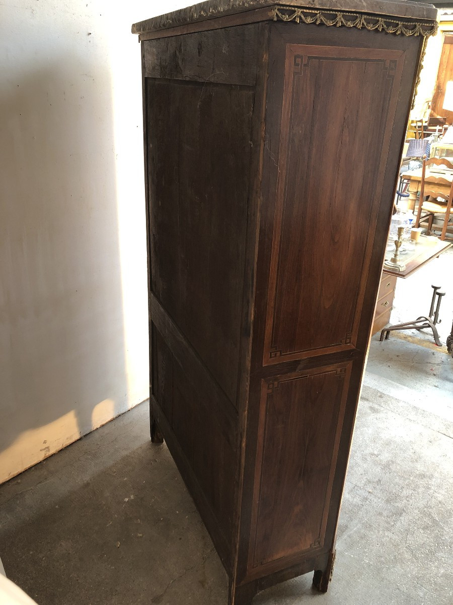 Louis XV Style Bookcase / Display Cabinet In Marquetry And Gilt Bronze-photo-5