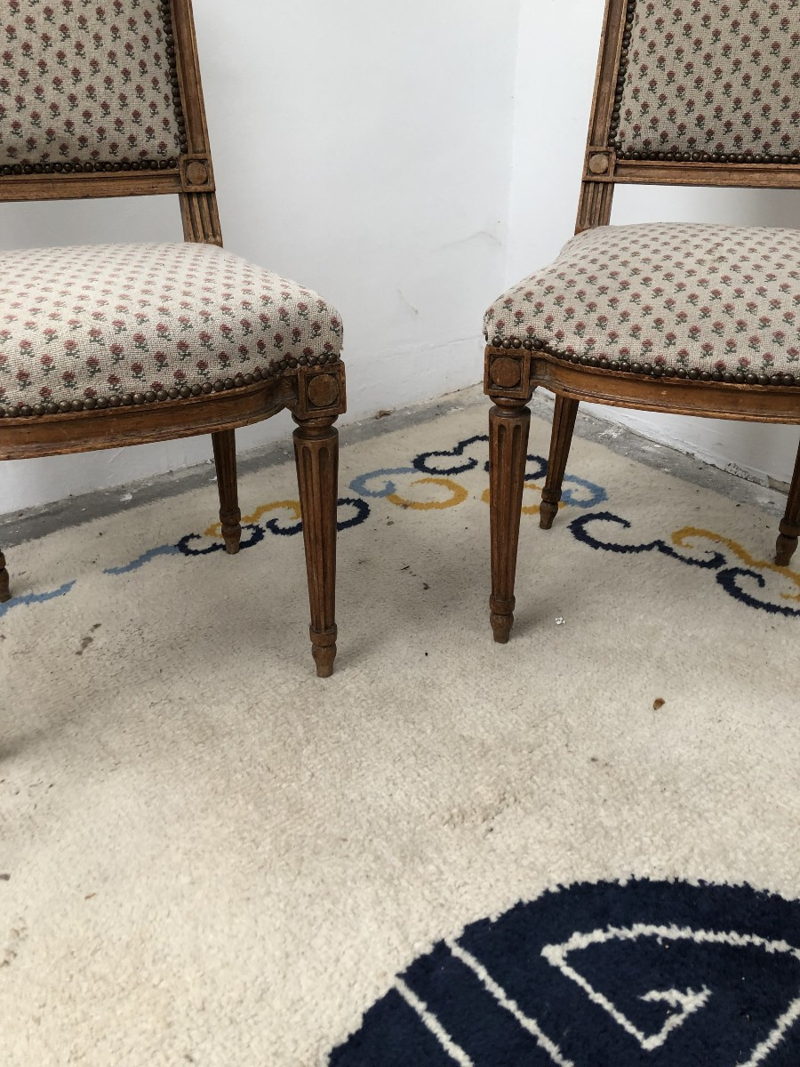 PAIRE DE CHAISES  EPOQUE LOUIS XVI   XVIII EME SIECLE -photo-3