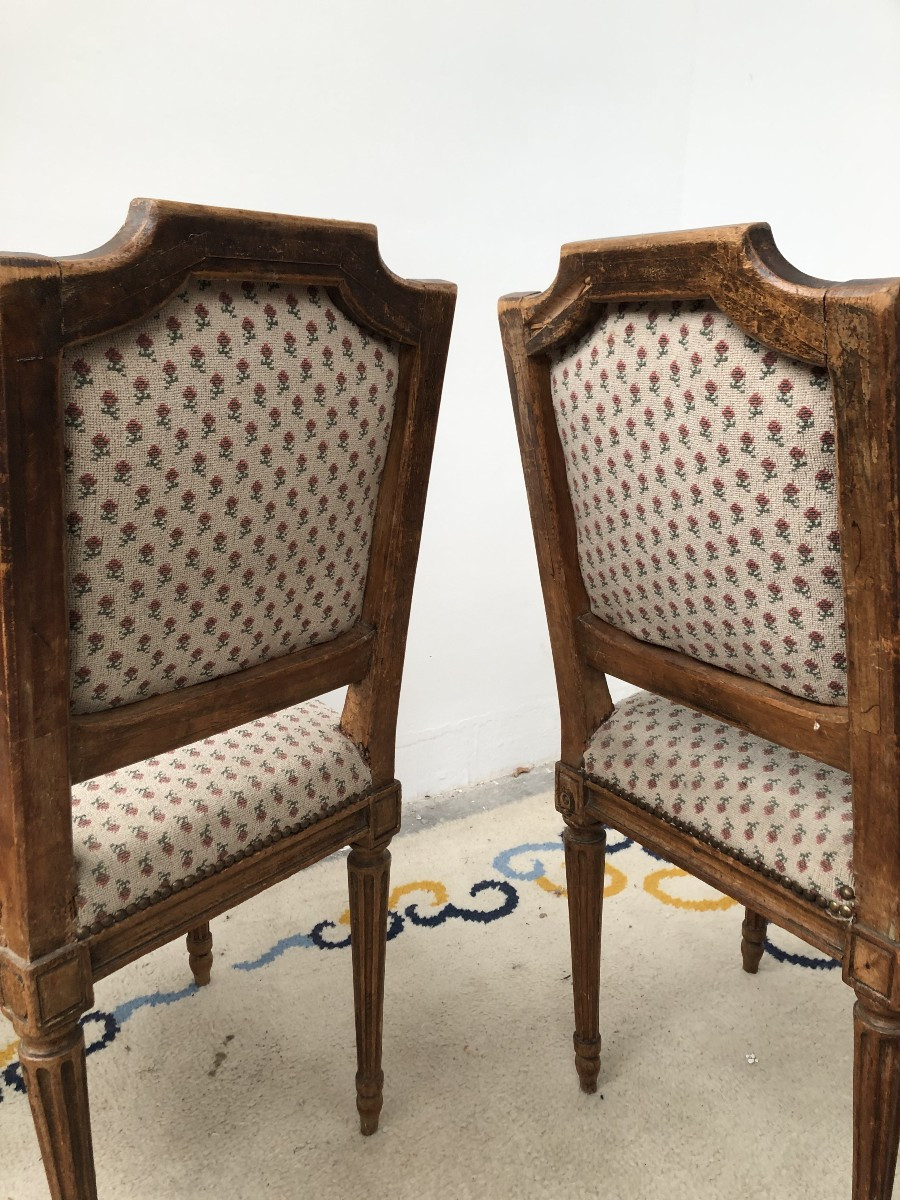PAIRE DE CHAISES  EPOQUE LOUIS XVI   XVIII EME SIECLE -photo-4