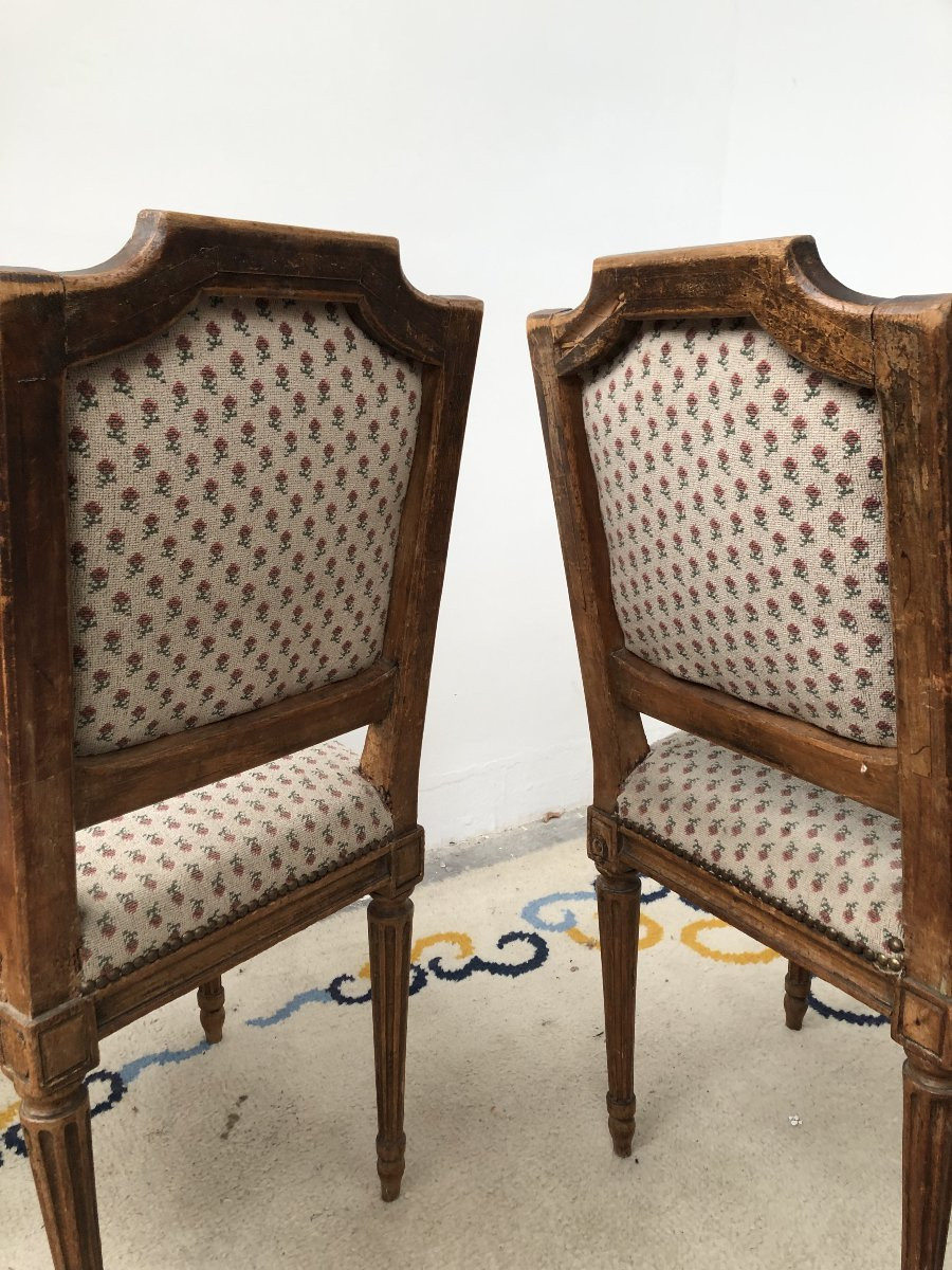 PAIRE DE CHAISES  EPOQUE LOUIS XVI   XVIII EME SIECLE -photo-1