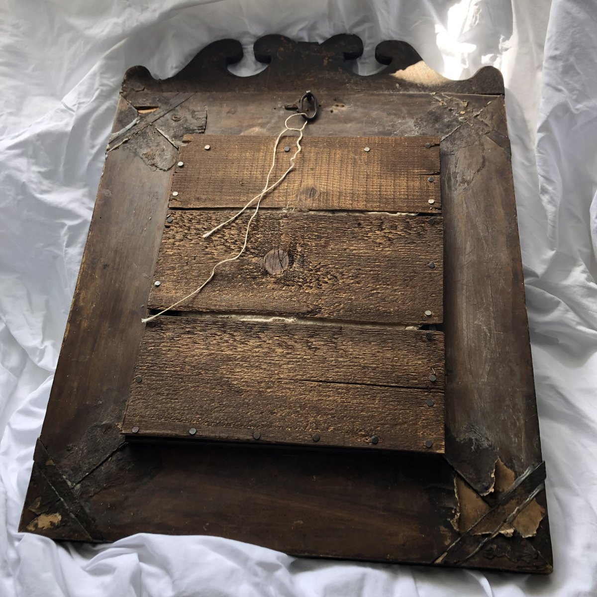 Mirror / Blackened Wooden Frame 17th Or Early 18th Century-photo-6