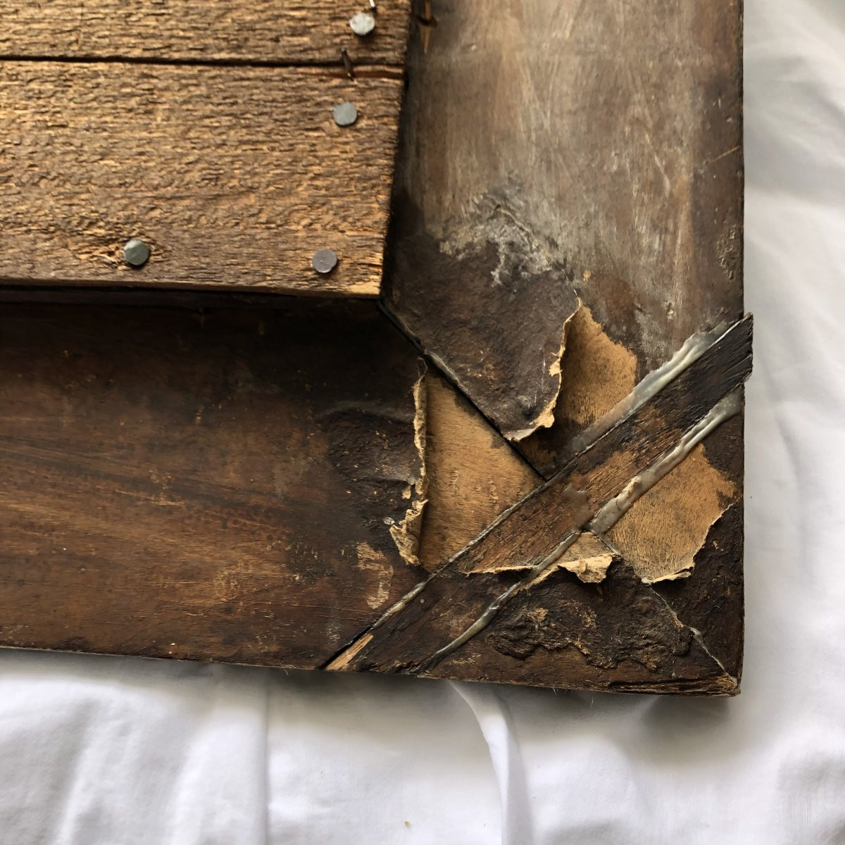 Mirror / Blackened Wooden Frame 17th Or Early 18th Century-photo-7