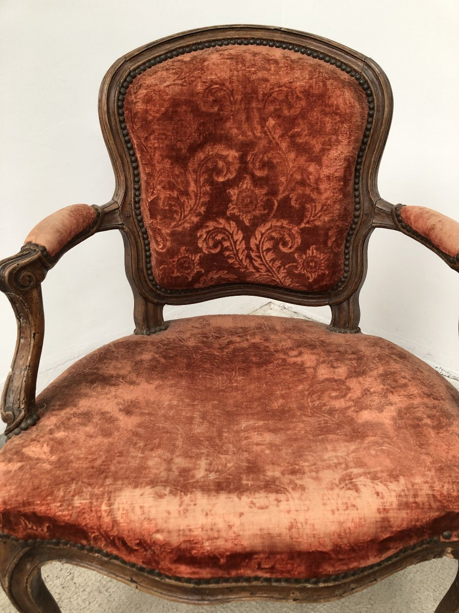 Louis XV Period Cabriolet Armchair, Blanchard Stamp, 18th Century -photo-1