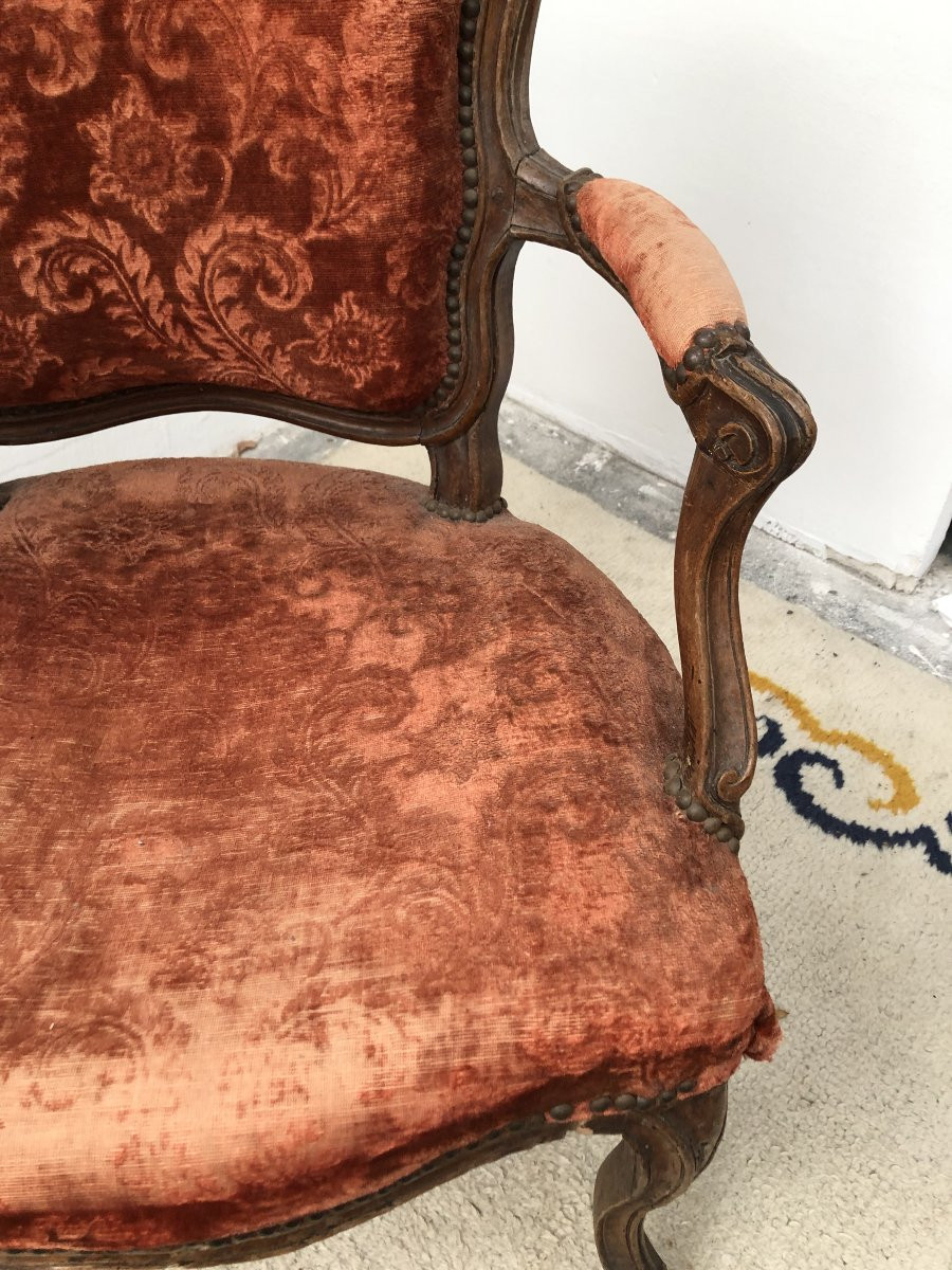 Louis XV Period Cabriolet Armchair, Blanchard Stamp, 18th Century -photo-2